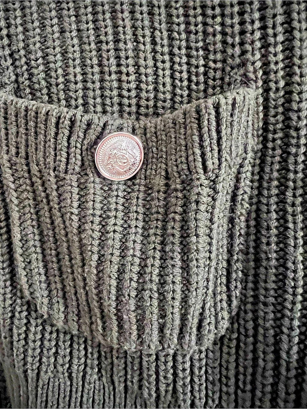 H&M Rib-Knit Cardigan Ribbed Button-Front Green XS - Picture 4 of 5